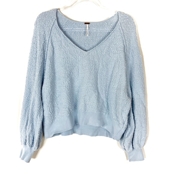 Free People Sweaters - Free People | Found My Friend Sky Blue Balloon Sleeve Sweater S
